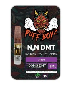 This powerful psychedelic compound is renowned for delivering intense, profound effects, Puff Boyz -NN DMT .5ML(400MG) Cartridge – Grape